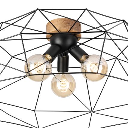 Brilagi - Таванно осветително тяло WOODY BASKET 3xE27/60W/230V Ø 80 см цвят дъб