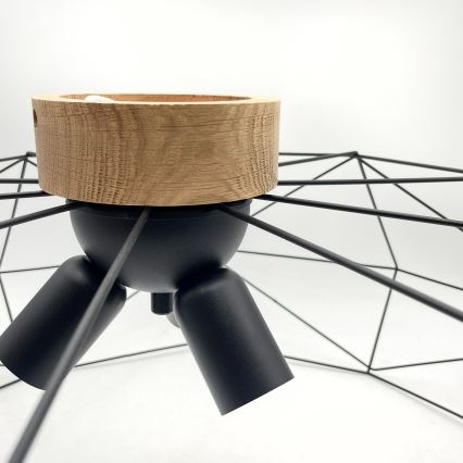 Brilagi - Таванно осветително тяло WOODY BASKET 3xE27/60W/230V Ø 80 см цвят дъб