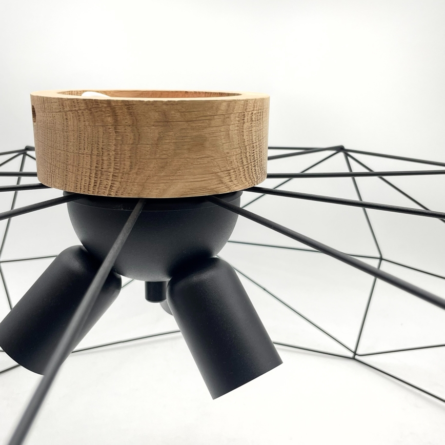 Brilagi - Таванно осветително тяло WOODY BASKET 3xE27/60W/230V Ø 80 см цвят дъб