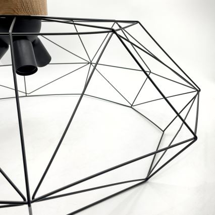 Brilagi - Таванно осветително тяло WOODY BASKET 3xE27/60W/230V Ø 80 см цвят дъб