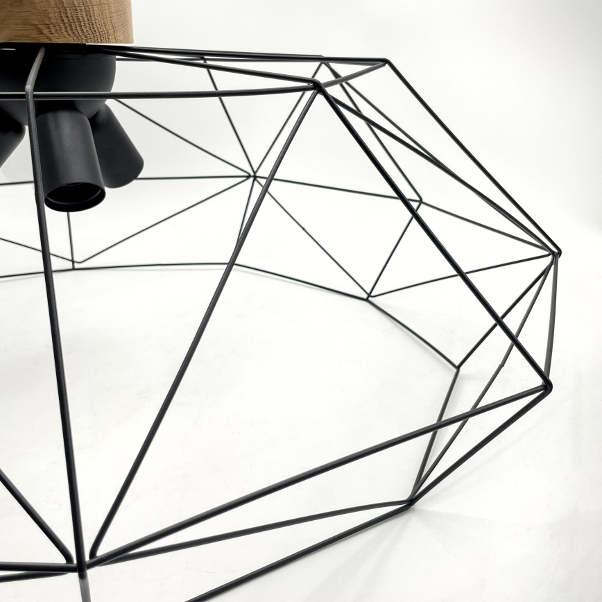 Brilagi - Таванно осветително тяло WOODY BASKET 3xE27/60W/230V Ø 80 см цвят дъб