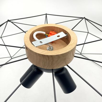 Brilagi - Таванно осветително тяло WOODY BASKET 3xE27/60W/230V Ø 80 см цвят дъб