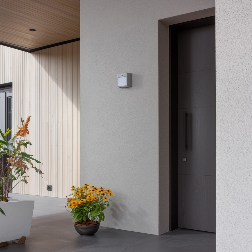 Brilagi - LED външно стенен осветител с сензор TERNI LED/12W/230V сив IP44