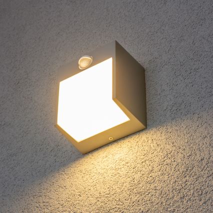 Brilagi - LED външно стенен осветител с сензор TERNI LED/12W/230V сив IP44