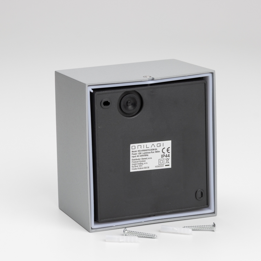 Brilagi - LED външно стенен осветител с сензор TERNI LED/12W/230V сив IP44