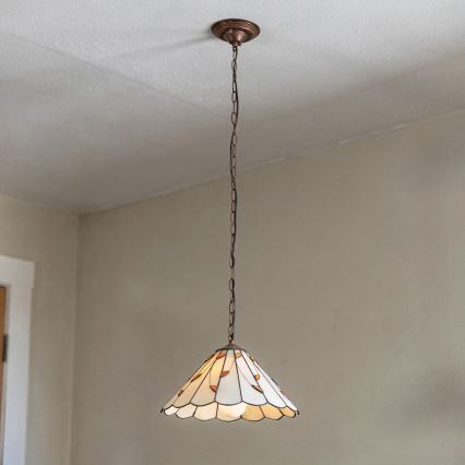 Brilagi - Тифани витражен полилей на верига FOLIA 1xE27/60W/230V диам. 40 см