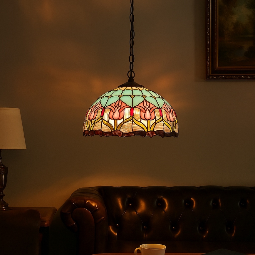 Brilagi - Тифани витражен полилей на верига LORAS 2xE27/60W/230V