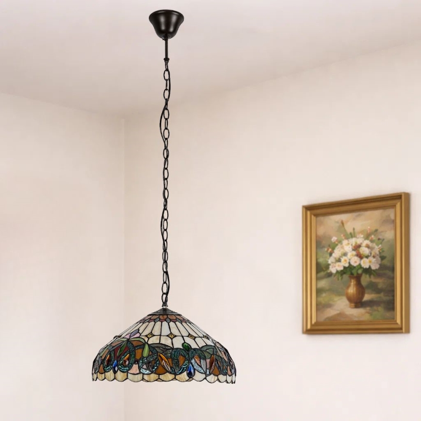 Brilagi - Тифани витражен полилей на верига LUISA 2xE27/60W/230V