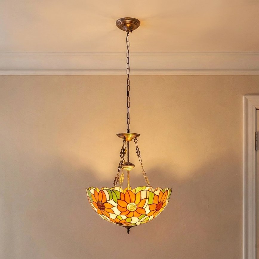 Brilagi - Тифани витражен полилей на верига SUNFLOWER 3xE27/60W/230V Ø 50 см
