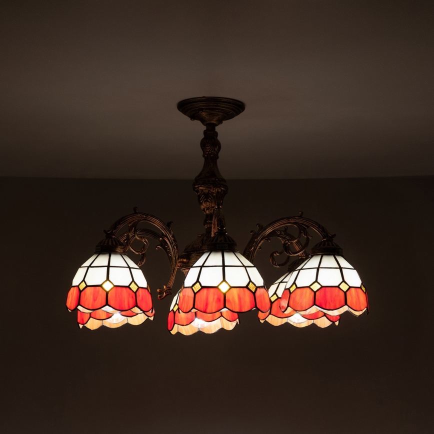 Brilagi - Тифани витражен прикрепен таванен полилей SIENNA 6xE27/60W/230V диам. 60 см