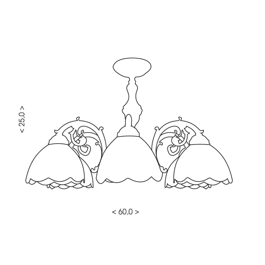 Brilagi - Тифани витражен таванен полилей MIRABELLA 3xE27/60W/230V Ø 60 см
