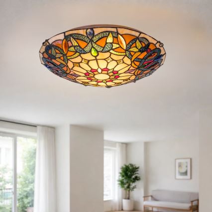 Brilagi - Тифани витражно таванно осветително тяло LUISA 2xE27/60W/230V диаметър 40 см