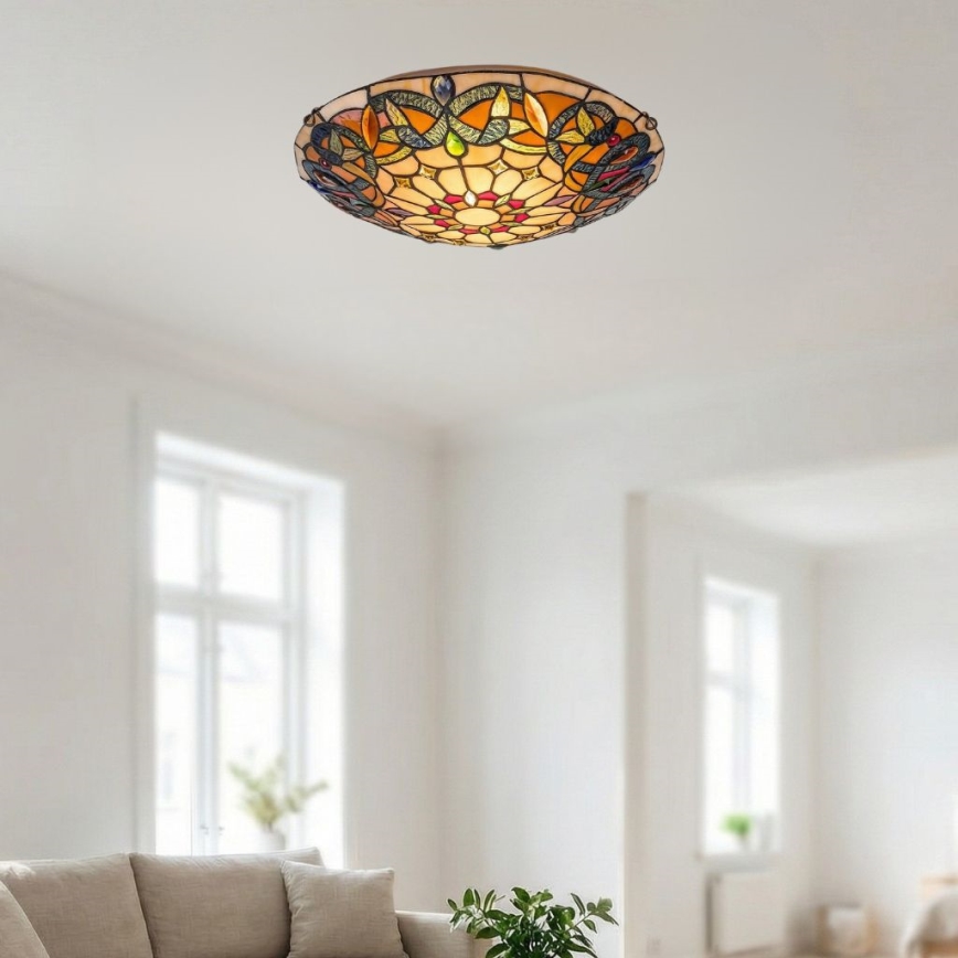 Brilagi - Тифани витражно таванно осветително тяло LUISA 2xE27/60W/230V диаметър 40 см