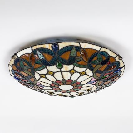 Brilagi - Тифани витражно таванно осветително тяло LUISA 2xE27/60W/230V диаметър 40 см