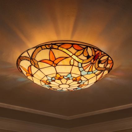Brilagi - Тифани витражно таванно осветително тяло MIRABELLA 2xE27/60W/230V Ø 40 см