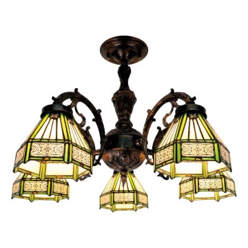 BRILAGI - Tiffany витражен плафон EMERALD 5xE27/60W/230V Ø 60 cm