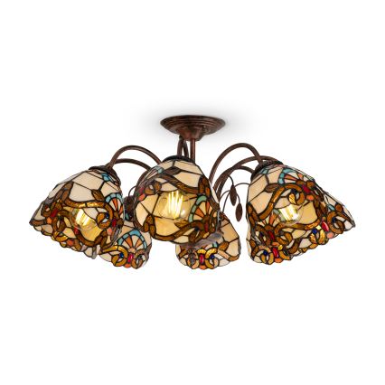 Brilagi - Tiffany витражен плафон MIRABELLA, монтиран към тавана 8xE27/60W/230V pr. 68 cm