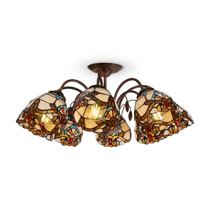Brilagi - Tiffany витражен плафон MIRABELLA, монтиран към тавана 8xE27/60W/230V pr. 68 cm