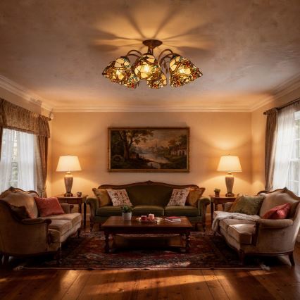 Brilagi - Tiffany витражен плафон MIRABELLA, монтиран към тавана 8xE27/60W/230V pr. 68 cm