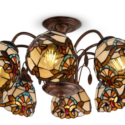 Brilagi - Tiffany витражен плафон MIRABELLA, монтиран към тавана 8xE27/60W/230V pr. 68 cm
