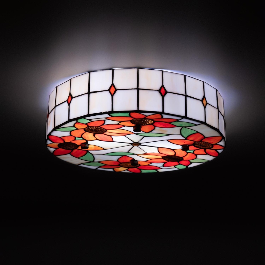 Brilagi - Tiffany витражен плафон SUNFLOWER 3xE27/60W/230V Ø 40 см