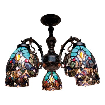 BRILAGI - Tiffany витражен полилей CORAL 5xE27/60W/230V Ø 60 cm