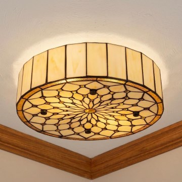 Brilagi - Tiffany витражен полилей, цвят слонова кост, 3xE27/60W/230V Ø 40 см