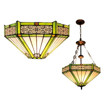 BRILAGI - Tiffany витражен полилей на верига EMERALD 3xE27/60W/230V диаметър 50 см