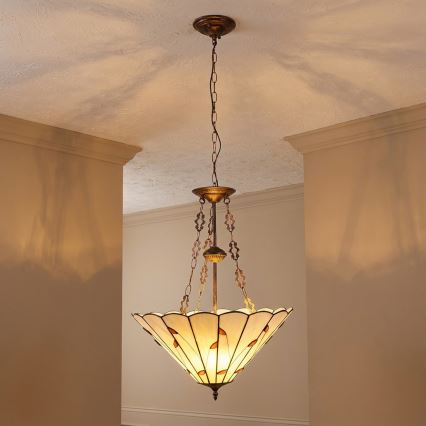 Brilagi - Tiffany витражен полилей на верига FOLIA 3xE27/60W/230V Ø 50 см