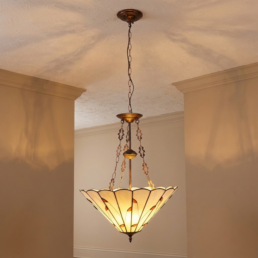Brilagi - Tiffany витражен полилей на верига FOLIA 3xE27/60W/230V Ø 50 см