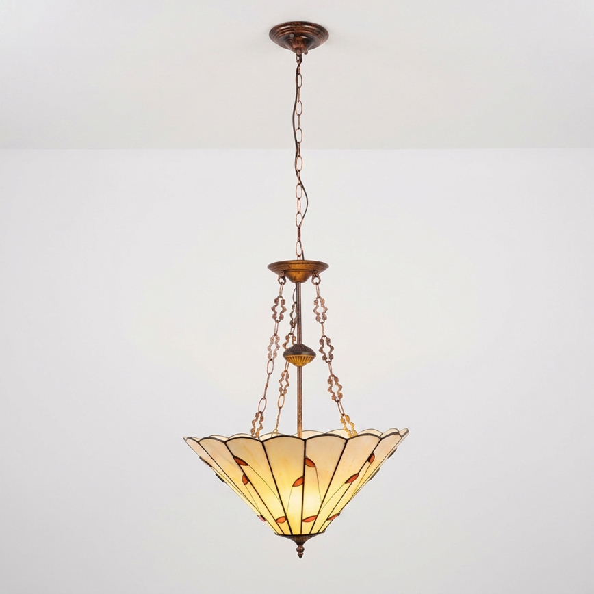 Brilagi - Tiffany витражен полилей на верига FOLIA 3xE27/60W/230V Ø 50 см