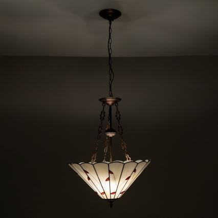 Brilagi - Tiffany витражен полилей на верига FOLIA 3xE27/60W/230V Ø 50 см