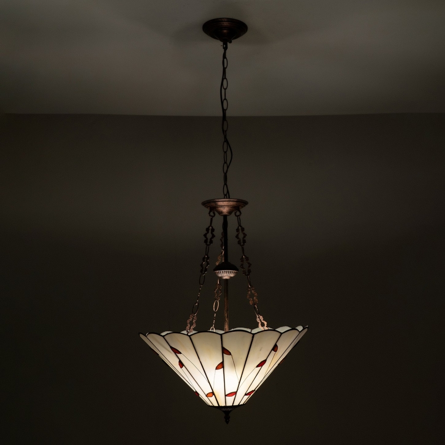 Brilagi - Tiffany витражен полилей на верига FOLIA 3xE27/60W/230V Ø 50 см