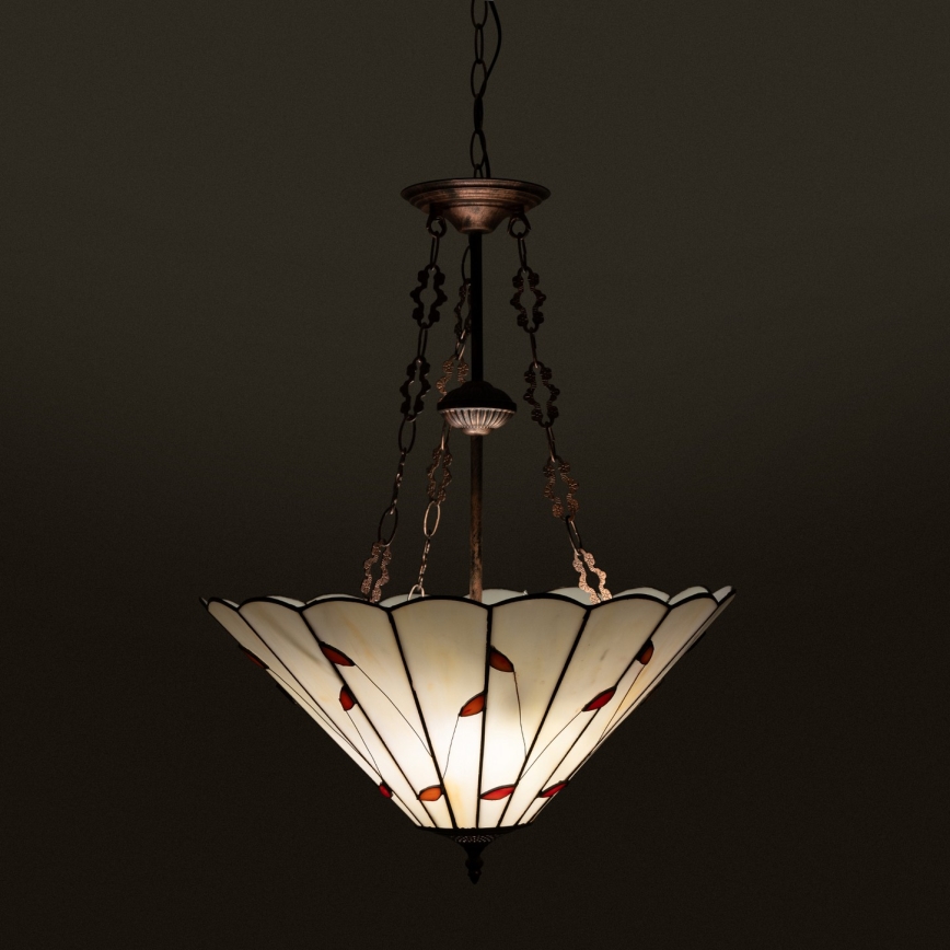 Brilagi - Tiffany витражен полилей на верига FOLIA 3xE27/60W/230V Ø 50 см