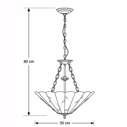 Brilagi - Tiffany витражен полилей на верига FOLIA 3xE27/60W/230V Ø 50 см