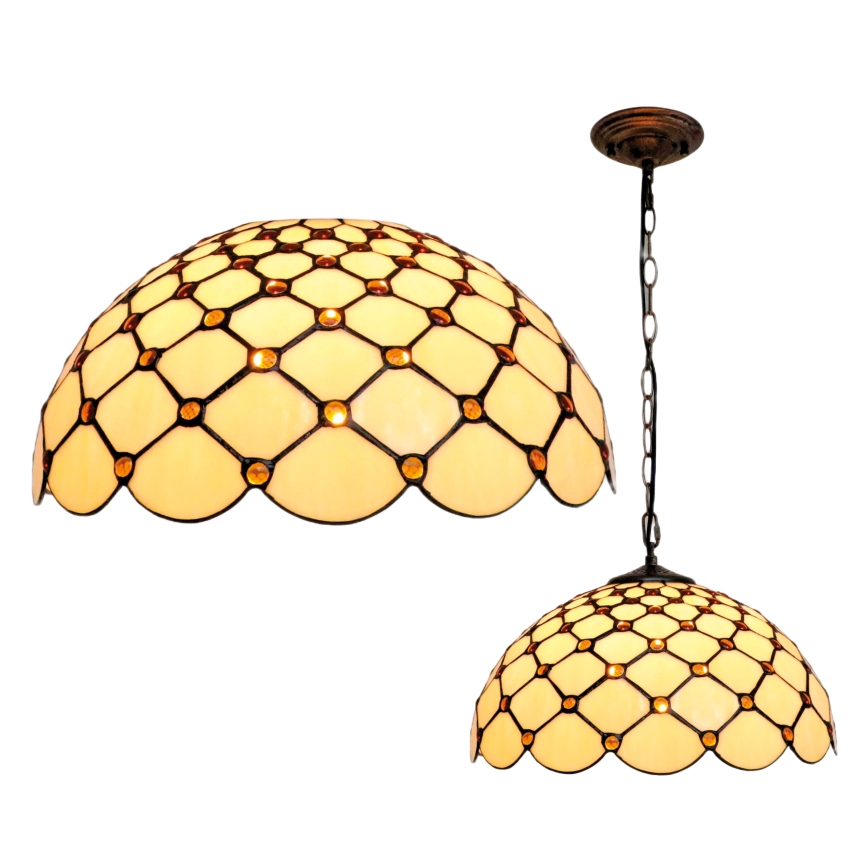 BRILAGI - Tiffany витражен полилей на верига IVORY SMOOTH 1xE27/60W/230V Ø 40 см