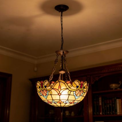 Brilagi - Tiffany витражен полилей на верига MIRABELLA 3xE27/60W/230V Ø 50 см