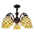 BRILAGI - Tiffany витражен повърхностно монтиран полилей IVORY SMOOTH 5xE27/60W/230V Ø 60 см