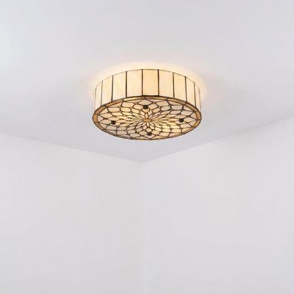 BRILAGI - Tiffany витражен таванен плафон IVORY 2xE27/60W/230V Ø 40 см