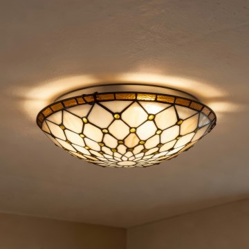 BRILAGI - Tiffany витражен таванен полилей IVORY 2xE27/60W/230V Ø 40 см