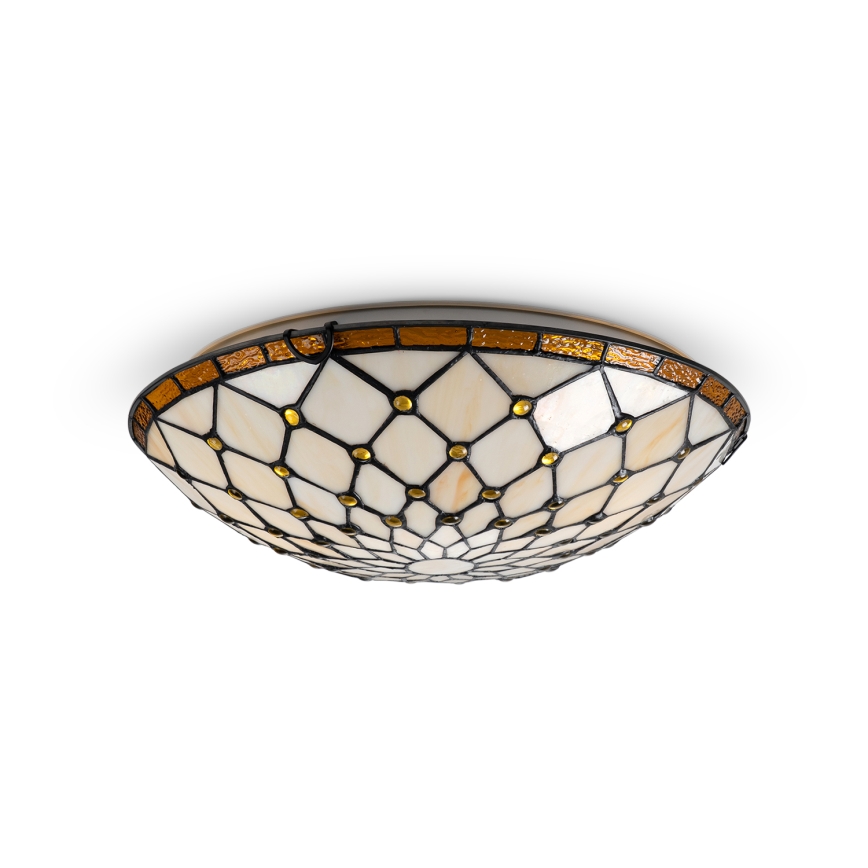 BRILAGI - Tiffany витражен таванен полилей IVORY 2xE27/60W/230V Ø 40 см