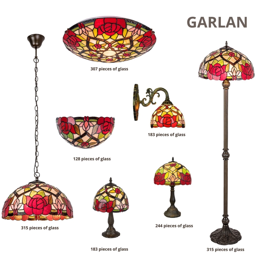 Brilagi - Tiffany витражна настолна лампа GARLAN 1xE27/40W/230V