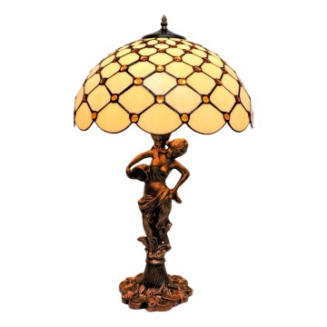 BRILAGI - Tiffany витражна настолна лампа IVORY SMOOTH 1xE27/60W/230V