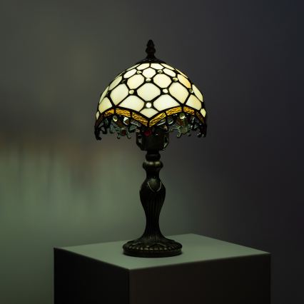 Brilagi - Tiffany витражна настолна лампа слонова кост 1xE27/60W/230V
