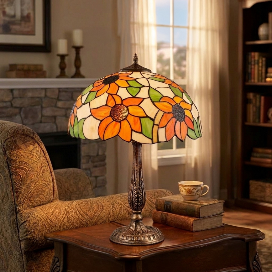 Brilagi - Tiffany витражна настолна лампа SUNFLOWER 2xE27/60W/230V