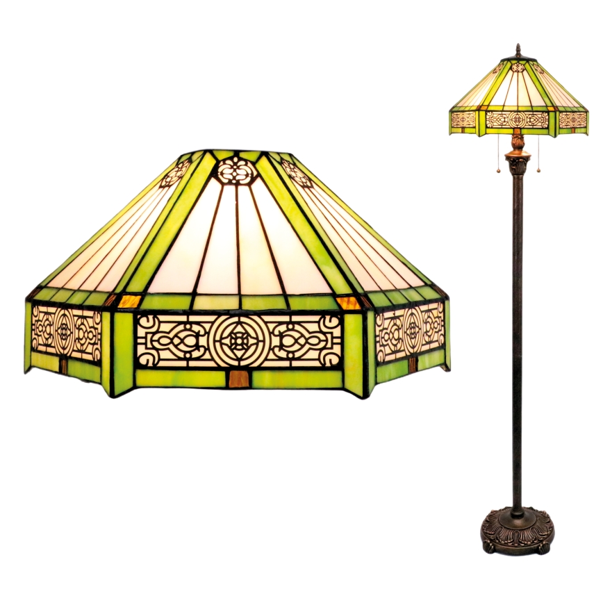 BRILAGI - Tiffany витражна подова лампа EMERALD 2xE27/60W/230V