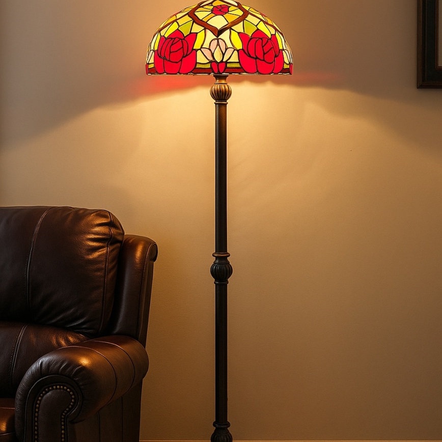 Brilagi - Tiffany витражна подова лампа GARLAN 2xE27/60W/230V