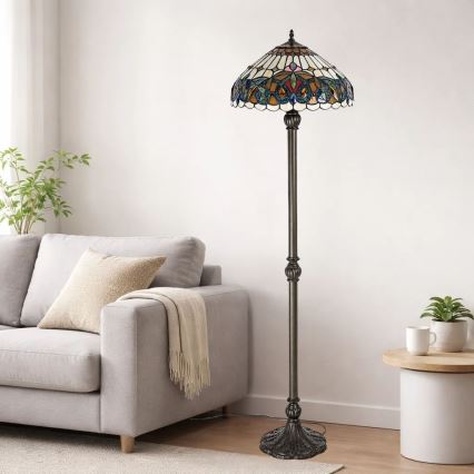 Brilagi - Tiffany витражна подова лампа LUISA 2xE27/60W/230V
