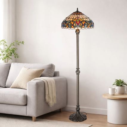 Brilagi - Tiffany витражна подова лампа LUISA 2xE27/60W/230V