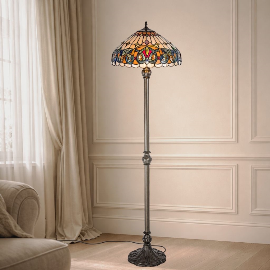 Brilagi - Tiffany витражна подова лампа LUISA 2xE27/60W/230V